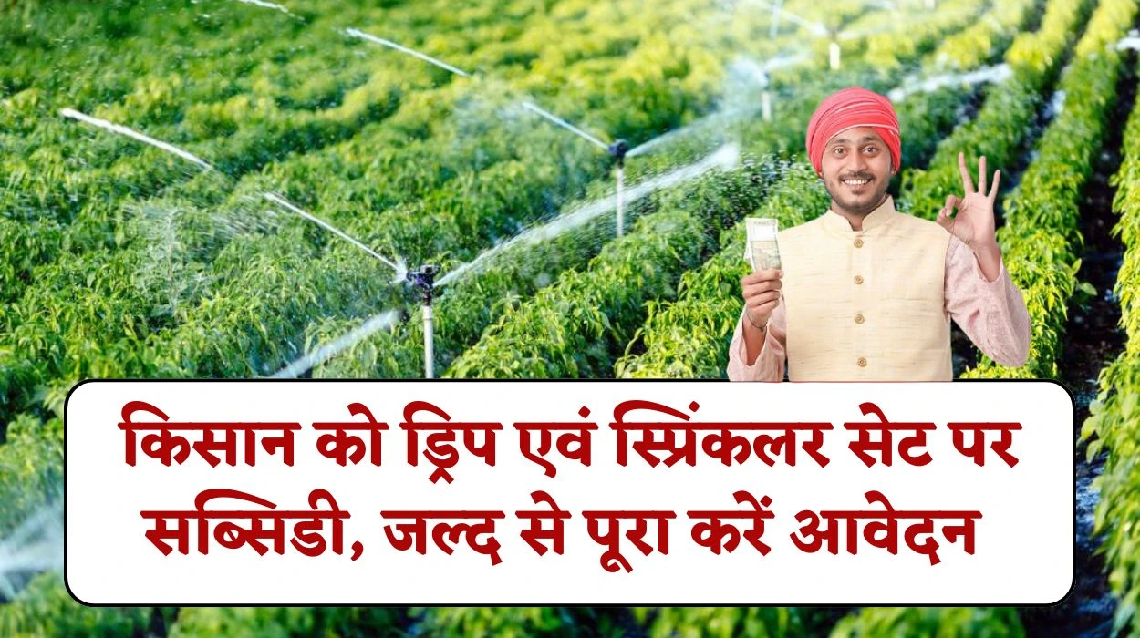 Pressurized Irrigation subsidy: किसान को ड्रिप एवं स्प्रिंकलर सेट पर सब्सिडी, आवेदन करने के लिए कुछ समय बाकी, जल्द से पूरा करें आवेदन